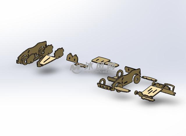 钣金拼图跑车设计模型 - solidworks玩具公仔类模型下载 - 沐风图纸