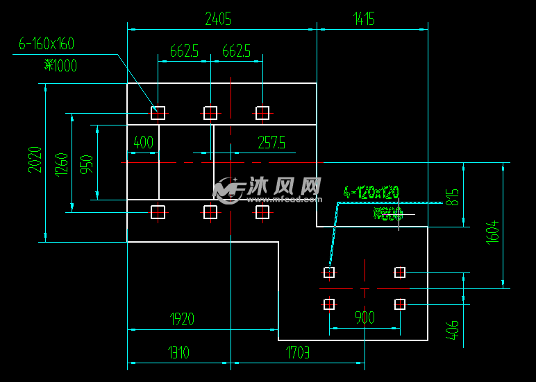 pex400x900颚式破碎机地基图 - autocad筛分与破碎设备图纸下载