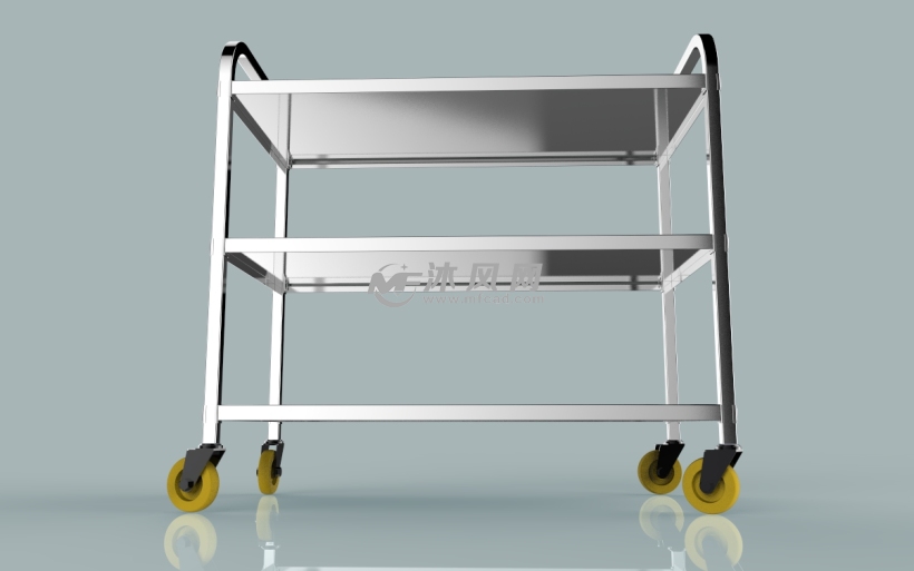 不锈钢手推车sw模型