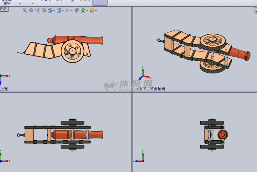 玩具拼图之大炮设计模型三视图