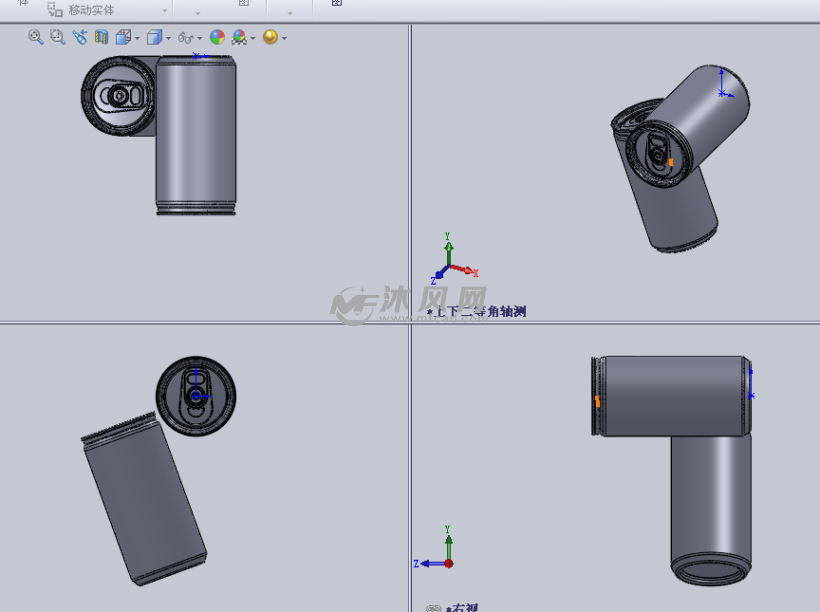 罐装咖啡杯设计模型三视图