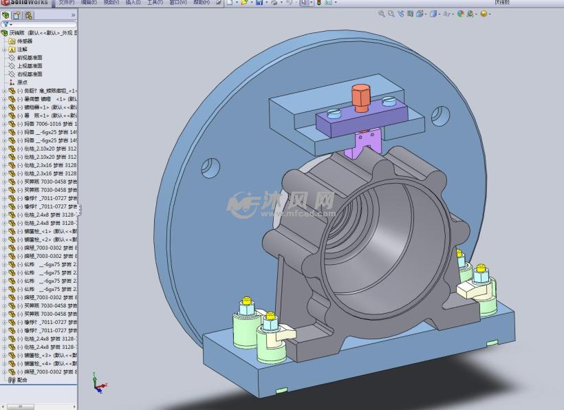壳体加工专用夹具sw设计模型