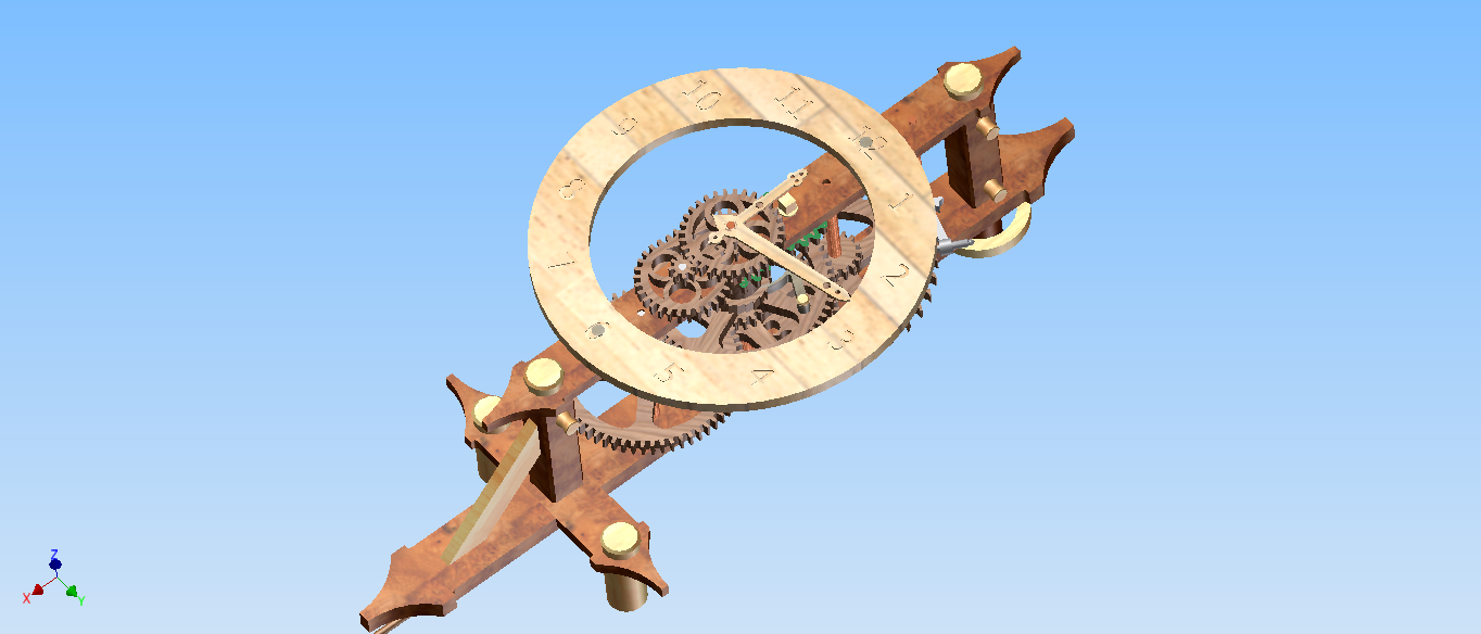 齿轮传动的钟摆吊钟模型