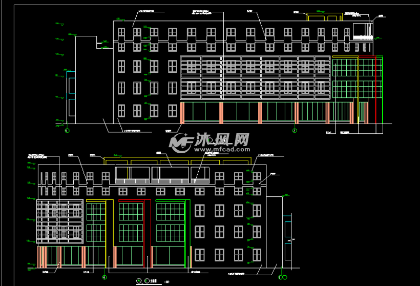 某五层学校食堂框架结构平面施工图 cad校园单体建筑图纸下载,免费