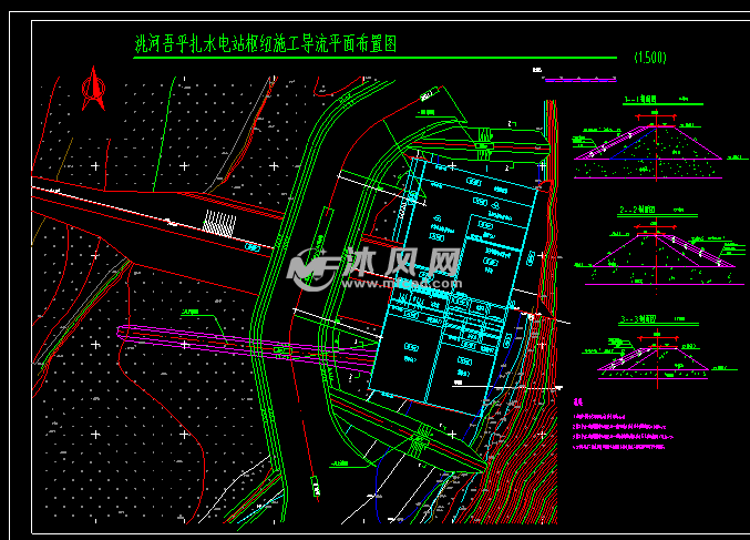 洮河吾乎扎水电站枢纽施工平面布置图