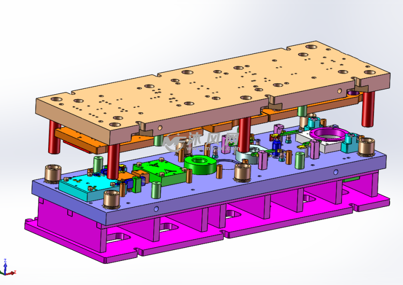 某款喷油器连续冲压级进模具模型