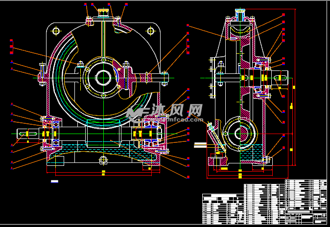 蜗轮蜗杆减速机蜗轮蜗杆减速机二轴装配图物料清单图纸描述蜗轮蜗杆