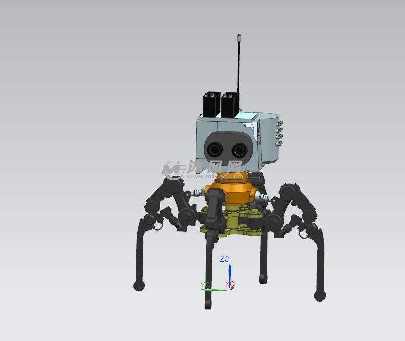 四足全维行走机器人 - ug机械设备模型下载 - 沐风图纸