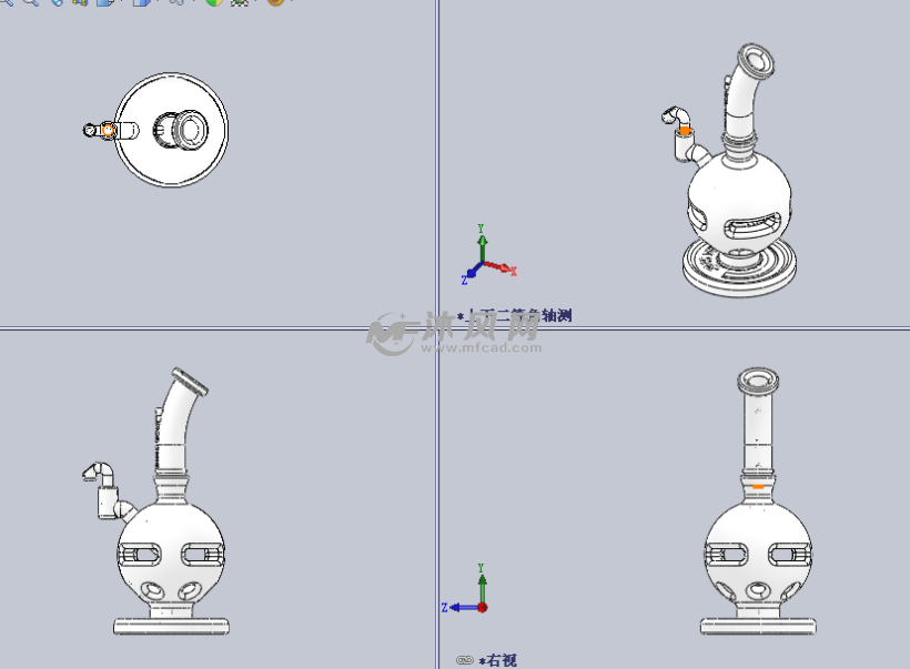 实验玻璃试剂瓶设计模型三视图