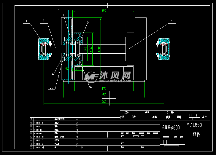 b650皮带机压带轮总装图
