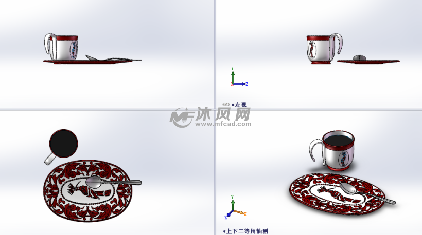 陶瓷咖啡餐具模型三视图