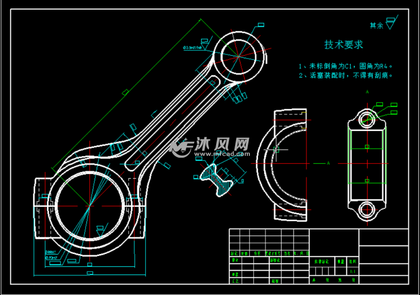 柴油机活塞连杆零件图 - 农业机械装备 - 沐风图纸