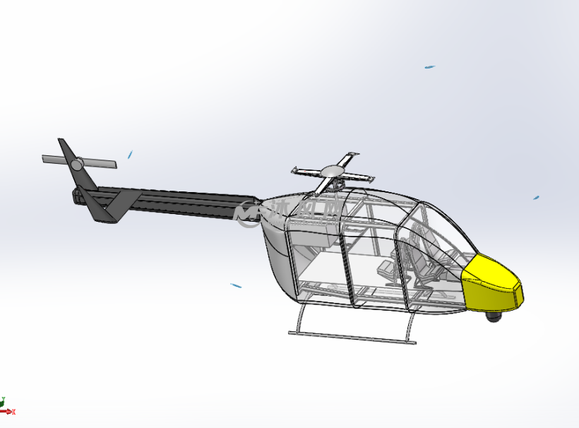 簡易警用直升飛機 - solidworks交通工具模型下載 - 沐風圖紙