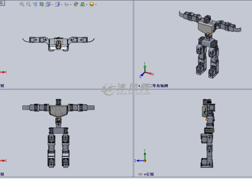 仿人形動態的機器人設計模型三視圖