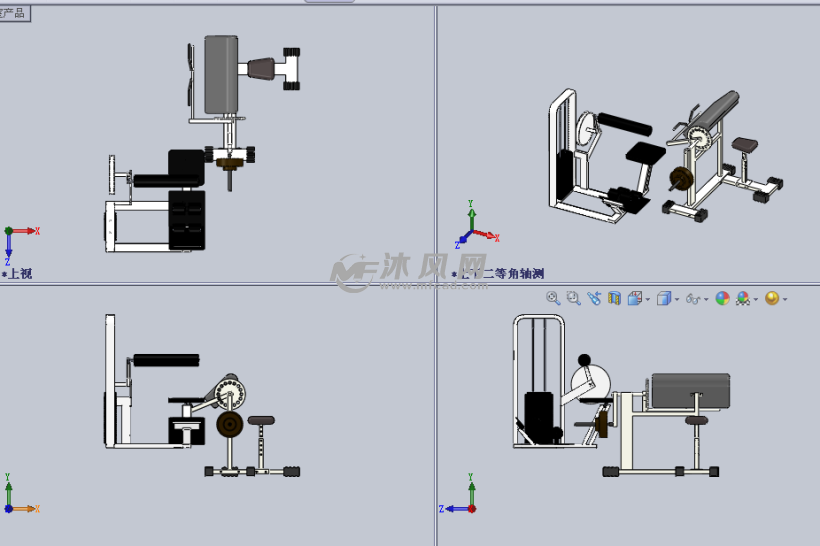 健身房使用的訓練設備設計模型三視圖