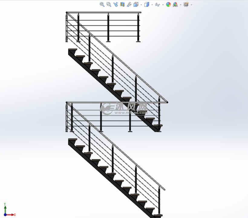 室内装修楼梯设计模型正视图