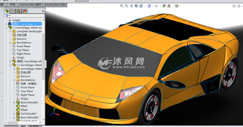 蘭博基尼蝙蝠超跑 - solidworks交通工具模型下載 - 沐風圖紙