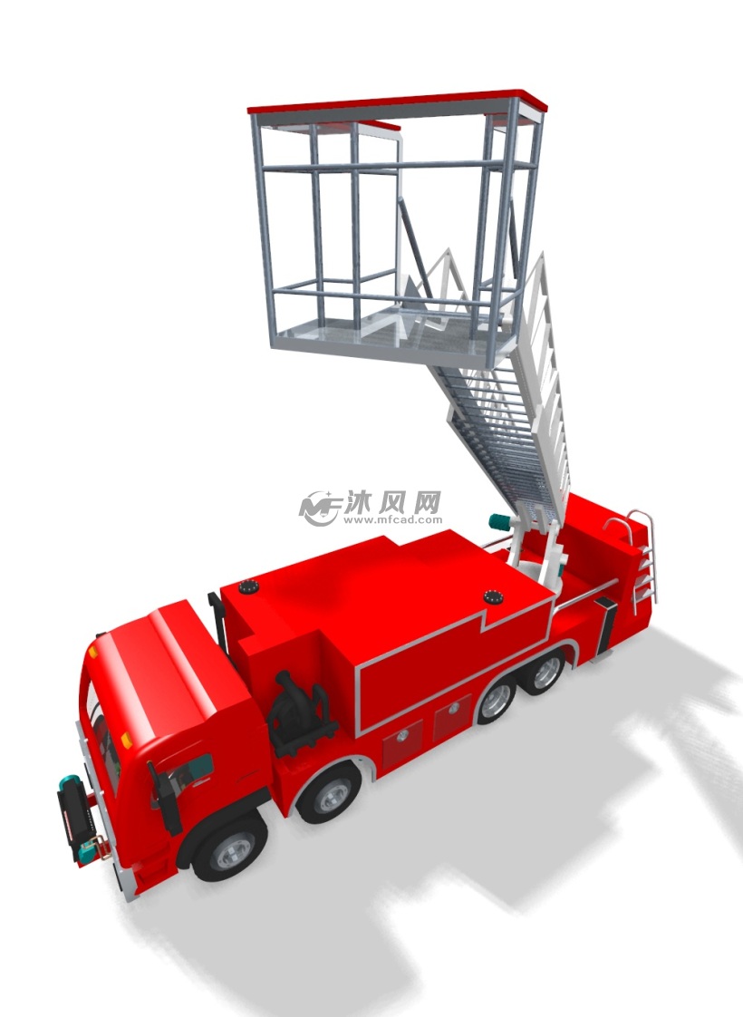 带云梯的消防车 - solidworks交通工具模型下载 - 沐风图纸