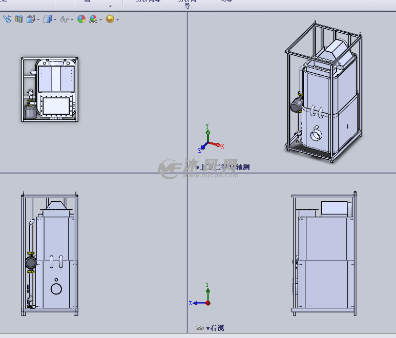 工業熱水器設計模型三視圖