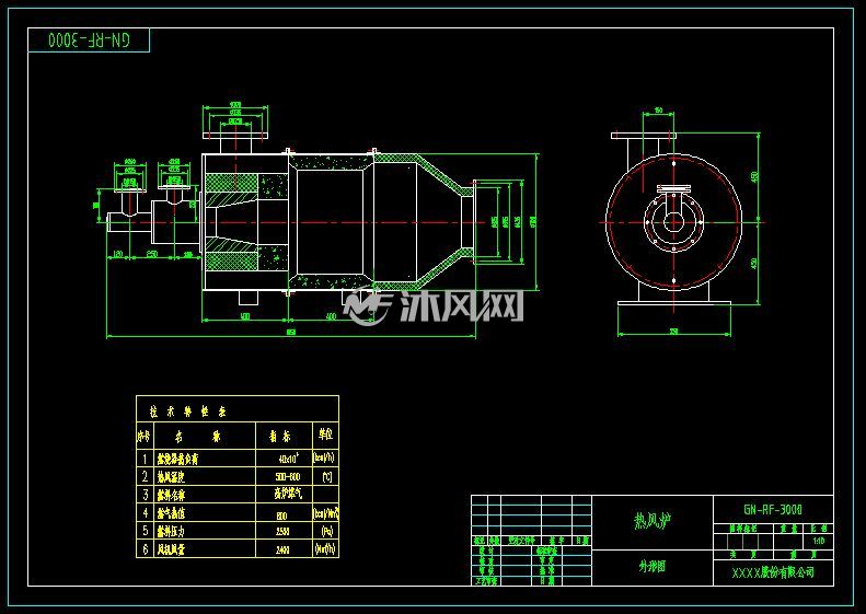 gnrf3000热风炉外形图设计