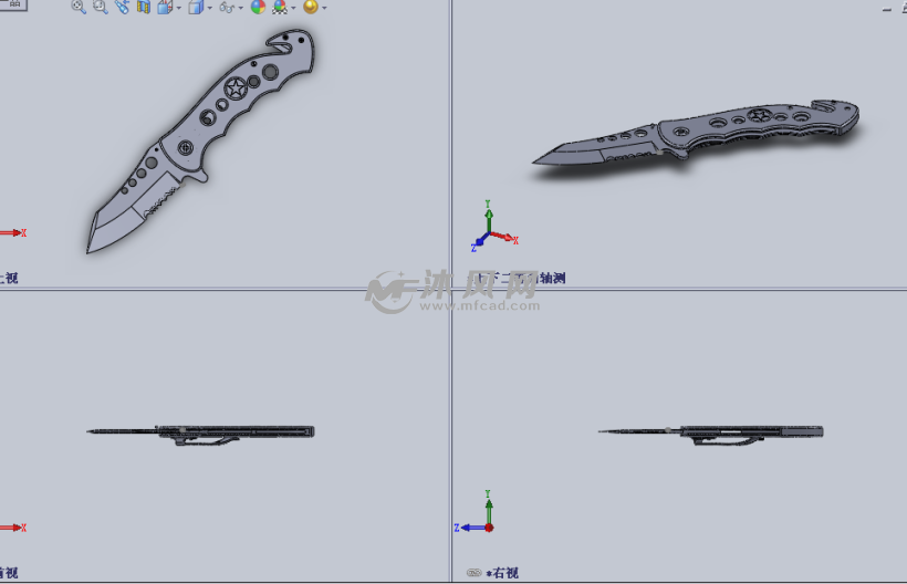 军用匕首设计sw模型 - solidworks生活用品类模型下载 - 沐风图纸