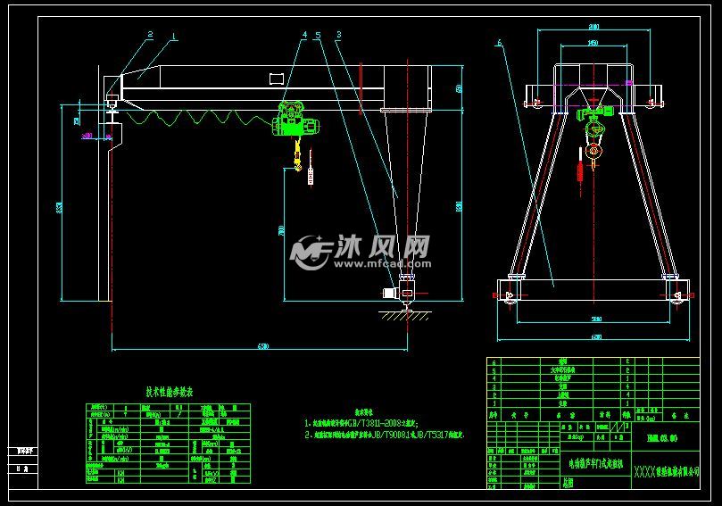 bmhgn3ts65mh7m电动葫芦半门式起重机总图
