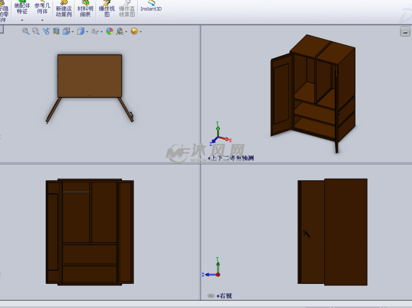 木质家具之橱柜设计模型 - solidworks生活用品类模型下载 - 沐风图纸
