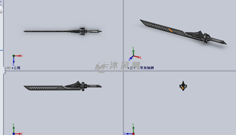 游戏武器之剑设计 - solidworks玩具公仔类模型下载 - 沐风图纸