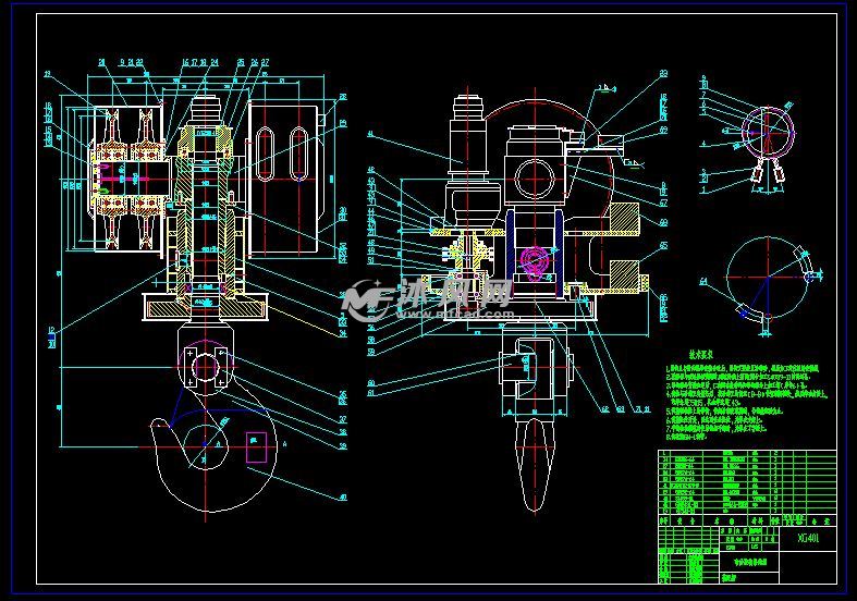 xg401电动旋转吊钩组(40t)装配图