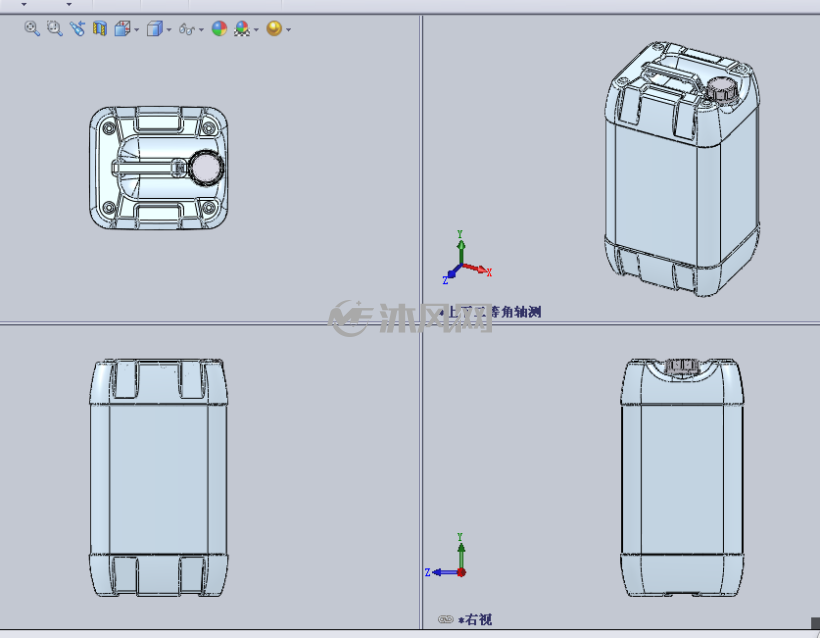 20加仑水容器设计模型三视图
