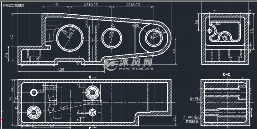ca6140车床后托架831001零件及毛坯图