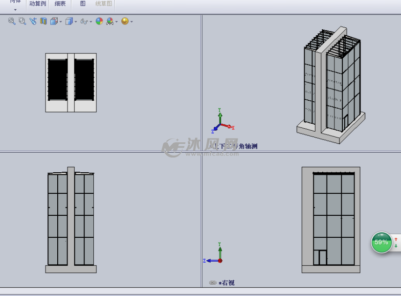 消防通道的阶梯设计模型三视图