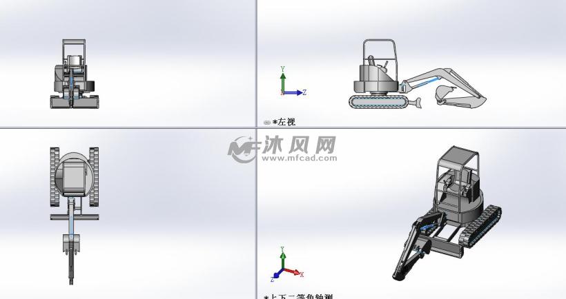 挖掘機三視圖