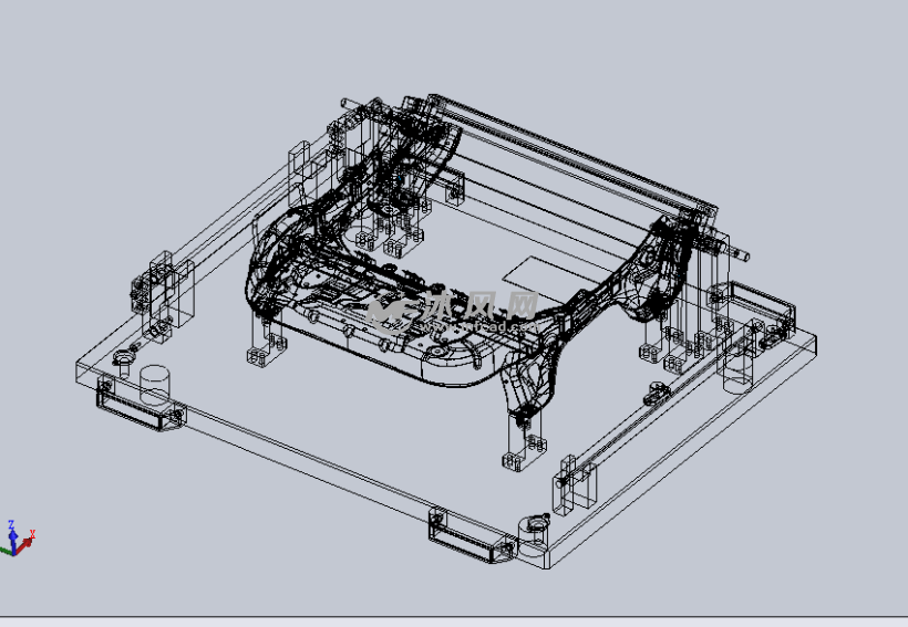 汽車座椅鈑金檢具設計模型線性結構圖