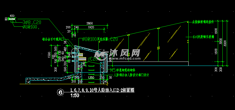 人防出入口1-1剖面图