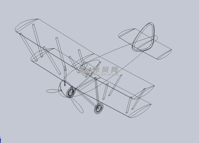 复古双翼飞机 - solidworks交通工具模型下载 - 沐风图纸