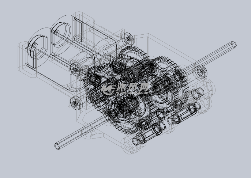 双齿轮箱模型 - solidworks传动件和减速器模型下载 - 沐风图纸