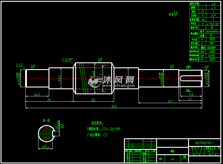 涡轮 蜗杆 - autocad普通工程机械图纸 - 沐风图纸