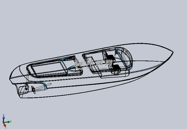速度摩托快艇设计模型线性结构图
