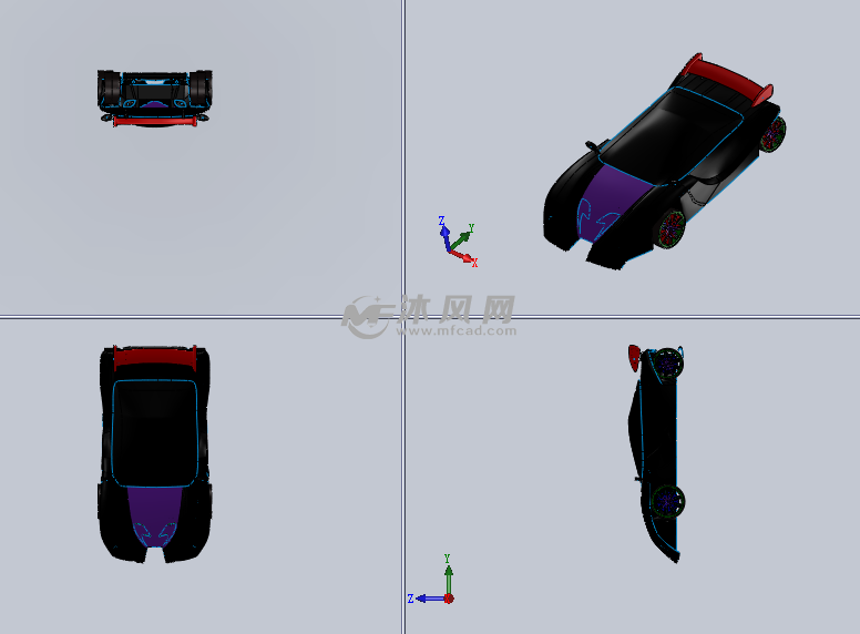 蝙蝠俠跑車設計模型三視圖