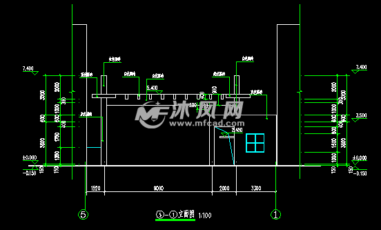 某社区大门 - cad大门结构图纸下载,免费大门结构cad施工图 - 沐风