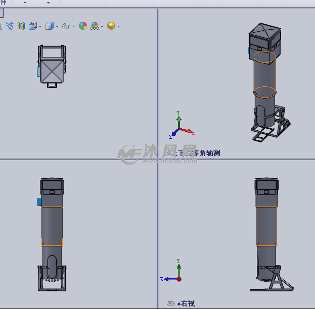 鋼結構的塔房設計模型三視圖