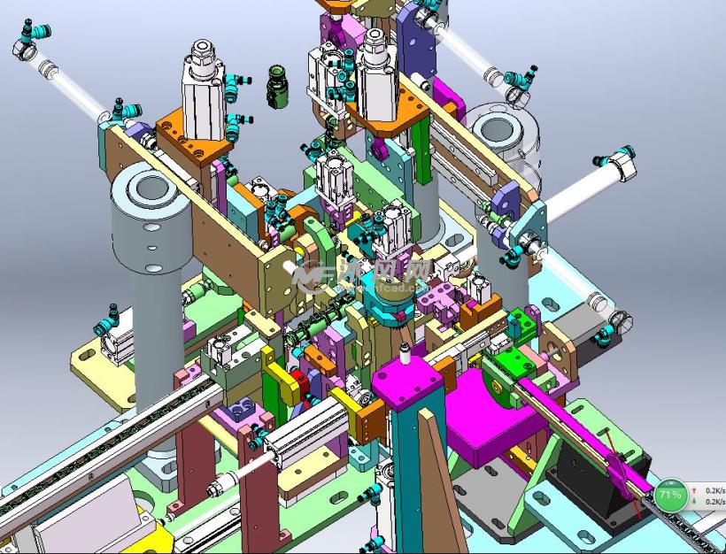 振动盘直振复杂的分料取料结构图纸大全 - solidworks机械设备模型