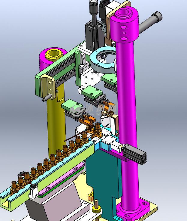振动盘直振复杂的分料取料结构图纸大全 - solidworks机械设备模型