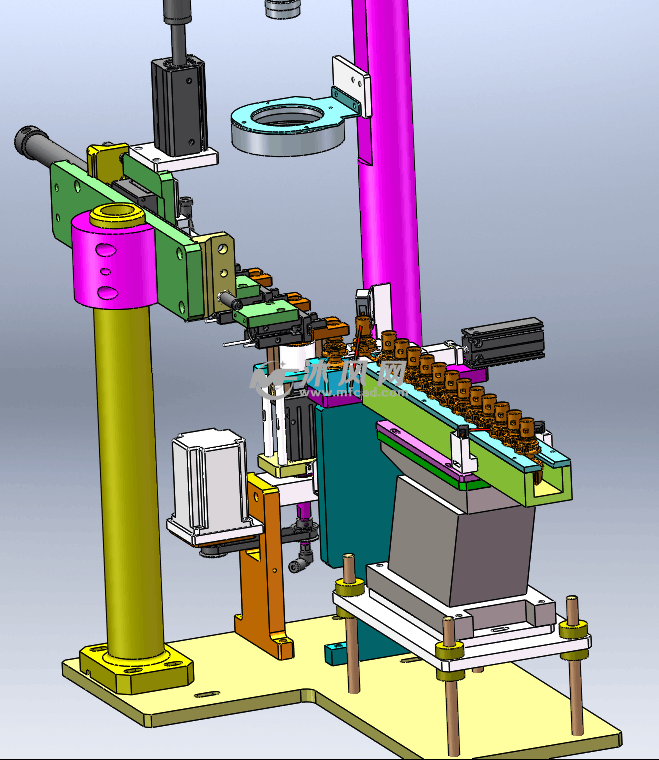 振动盘直振复杂的分料取料结构图纸大全 - solidworks机械设备模型