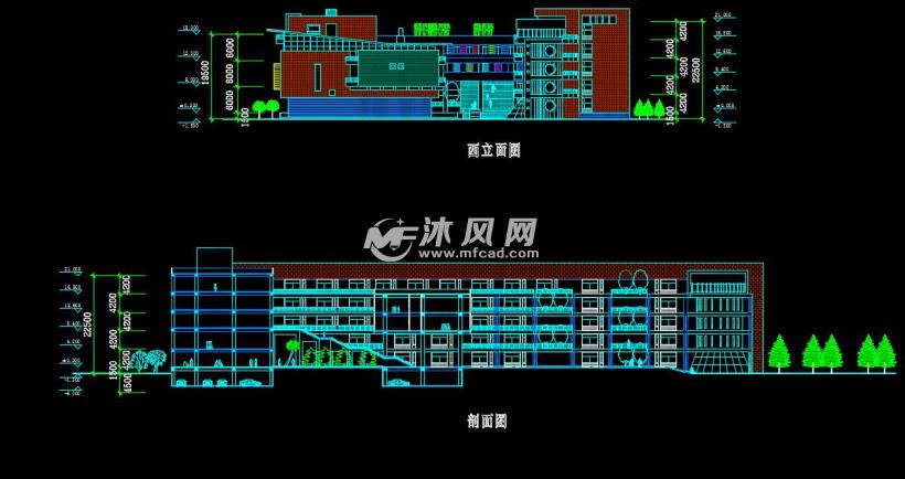 某大学教学楼设计方案图 cad校园单体建筑图纸下载,免费校园单体