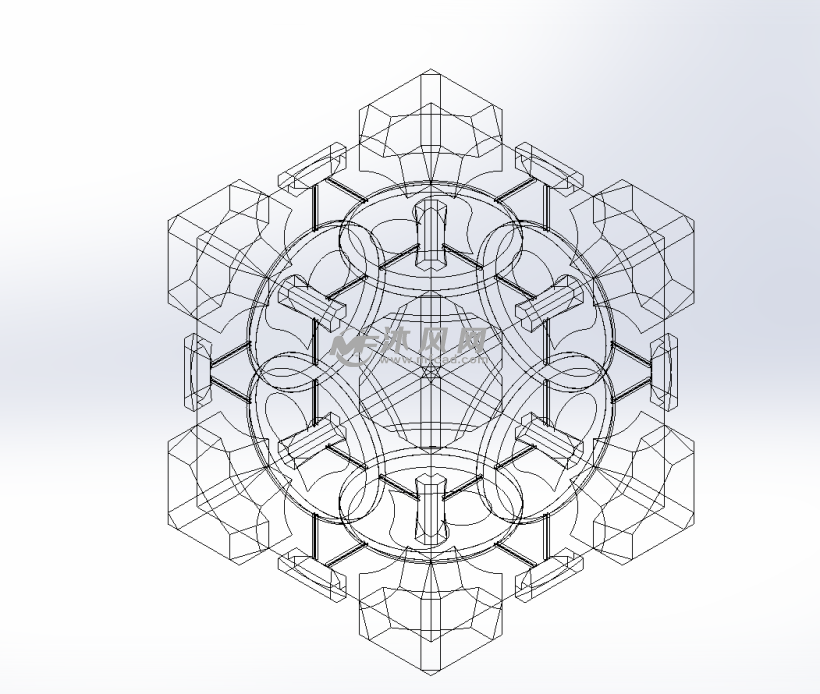多维积木拼图模型线框图