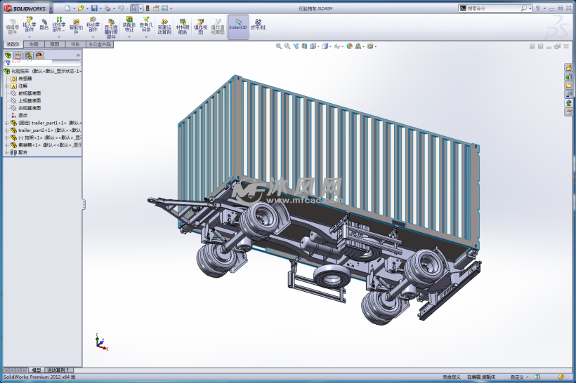 集装箱拖车模型底盘下部详细结构