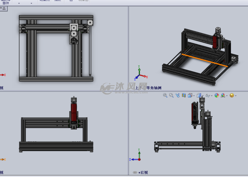 cnc雕刻机框架设计模型三视图