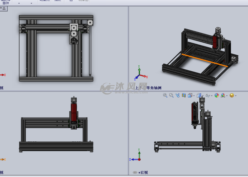 cnc雕刻機框架設計模型三視圖